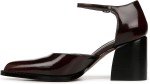 Franco Sarto Burgundy Leather Ankle Strap Pumps