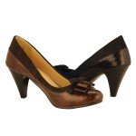 Croc Accent Bowtie Cuban Heel Pumps for Women