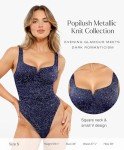 Sparkly Square Neck Bodysuit for Women