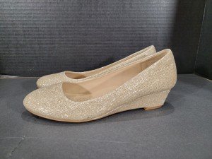 Glittery Gold Wedge Shoes for Women