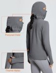 Women's Fleece Running Top with Balaclava - Dark Grey