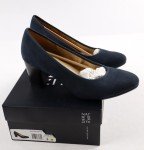 Naturalizer Women's Navy Stacked Block Heel Pumps