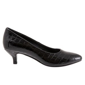 Trotters Kiera Women's Black Leather Slip-On Heels