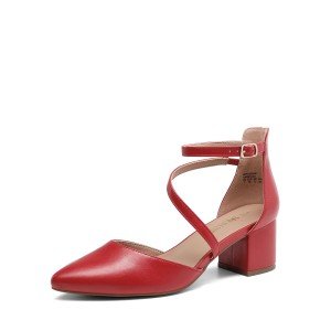 Ankle Strap Chunky Block Heel Pump Shoes