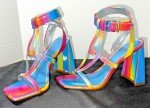 Iridescent Rainbow Strappy Block Heel Sandals - Size 6