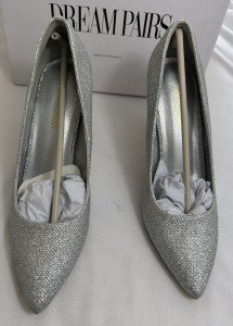 Silver Glitter Pointed Toe Pumps for Women