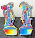 Iridescent Rainbow Strappy Block Heel Sandals - Size 6