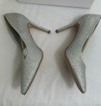 Silver Glitter Pointed Toe Pumps for Women