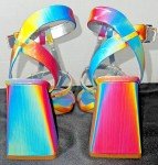 Iridescent Rainbow Strappy Block Heel Sandals - Size 6