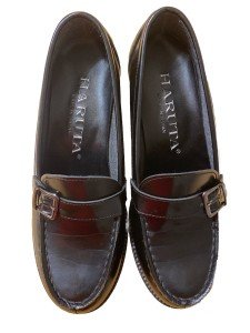 Haruta Black Heel-Up Loafers for Women