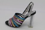 Sparkly Ankle Strap Lucite Heel Pumps for Women