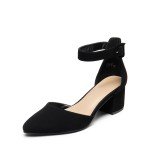 Chunky Block Heel Ankle Strap Dress Pumps