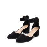 Chunky Block Heel Ankle Strap Dress Pumps