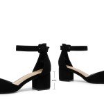 Chunky Block Heel Ankle Strap Dress Pumps