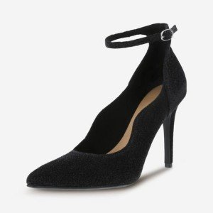 Christian Siriano Kenni Black Ankle Strap Heels