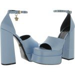 Versace Women's Leather Stacked Heel Ankle Pumps