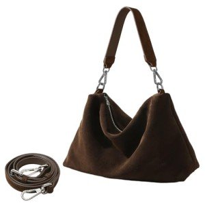 Brown Suede Hobo Bag for Women