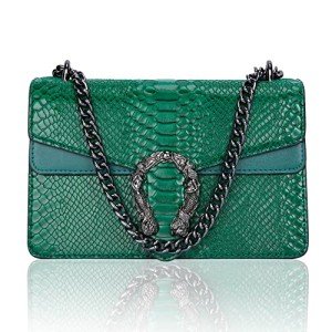 Stylish Green Snake Print Crossbody Handbag for Women