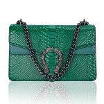 Stylish Green Snake Print Crossbody Handbag for Women