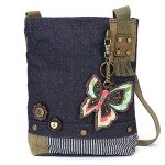 Blue Denim Cross-Body Handbag with Butterfly Design
