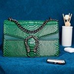 Stylish Green Snake Print Crossbody Handbag for Women