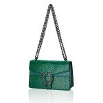 Stylish Green Snake Print Crossbody Handbag for Women