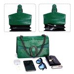 Stylish Green Snake Print Crossbody Handbag for Women