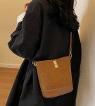 Retro Suede Bucket Purse for Women