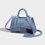 Light Blue Patchwork Denim Saddle Bag for Women