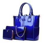 Blue Patent Leather Handbag Set – 3PCS