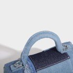 Light Blue Patchwork Denim Saddle Bag for Women