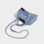 Light Blue Patchwork Denim Saddle Bag for Women