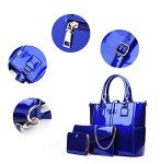 Blue Patent Leather Handbag Set – 3PCS