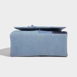 Light Blue Patchwork Denim Saddle Bag for Women