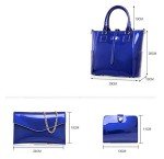 Blue Patent Leather Handbag Set – 3PCS