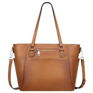 Two-Tone Brown Genuine Leather Tote Handbag