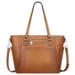 Two-Tone Brown Genuine Leather Tote Handbag