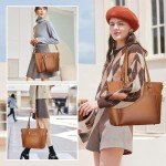 Two-Tone Brown Genuine Leather Tote Handbag