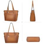 Two-Tone Brown Genuine Leather Tote Handbag