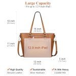 Two-Tone Brown Genuine Leather Tote Handbag