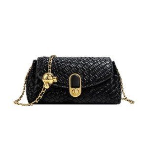 Stylish Black Leather Shoulder Bag for Women
