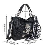Chikencall Women’s Punk Skull Tote Bag with Scarf