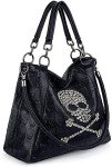 Chikencall Women’s Punk Skull Tote Bag with Scarf