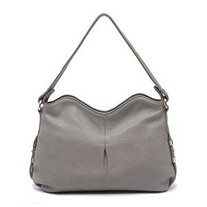 Vintage Leather Shoulder Bag for Women - Grey