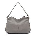 Vintage Leather Shoulder Bag for Women - Grey