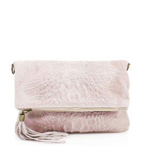 Pink Suede Snake Skin Tassel Handbag Clutch