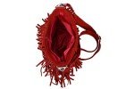 Red Suede Tassel Fringe Crossbody Handbag