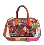 Colorful Leather Top Handle Shoulder Bag for Women