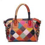Colorful Leather Top Handle Shoulder Bag for Women