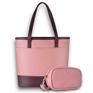 Chic Pink Women's Tote Sling Handbag Set
